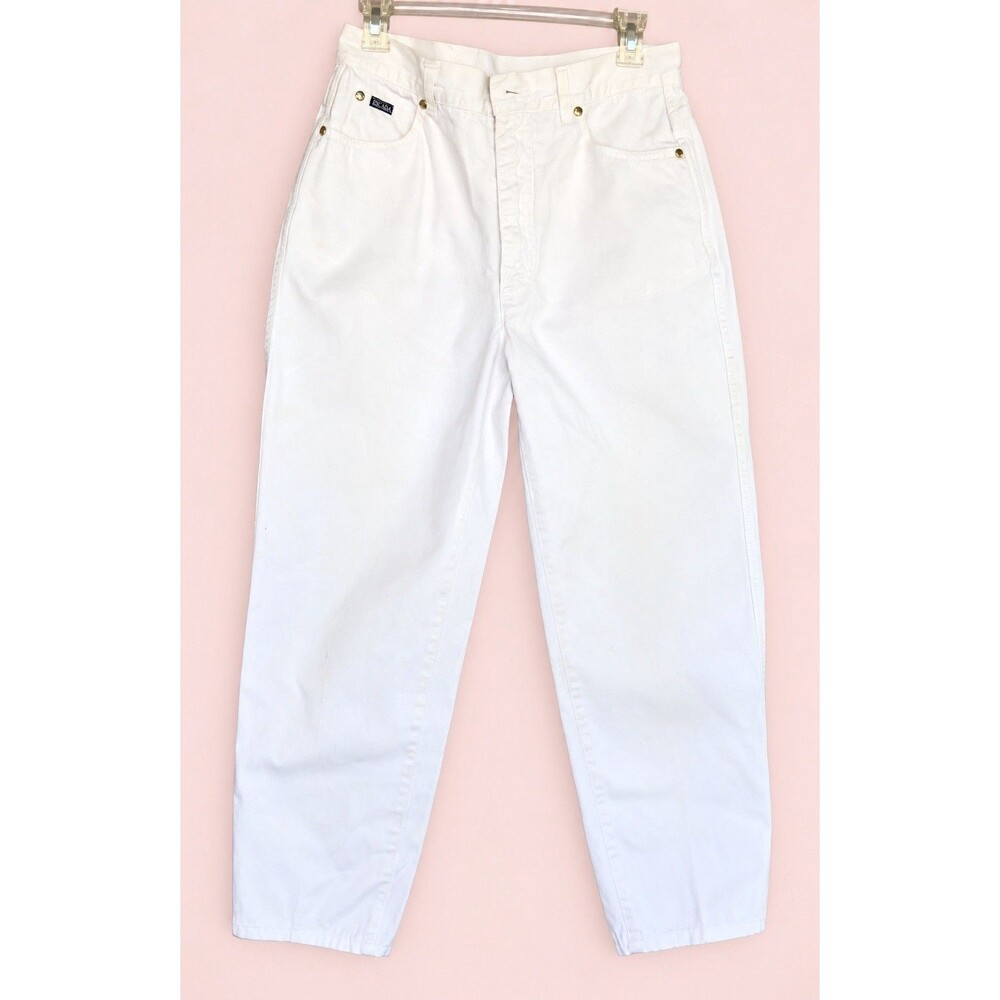 Vintage ESCADA Margaretha Ley White High Rise Jeans Gold Italy 42 US 12